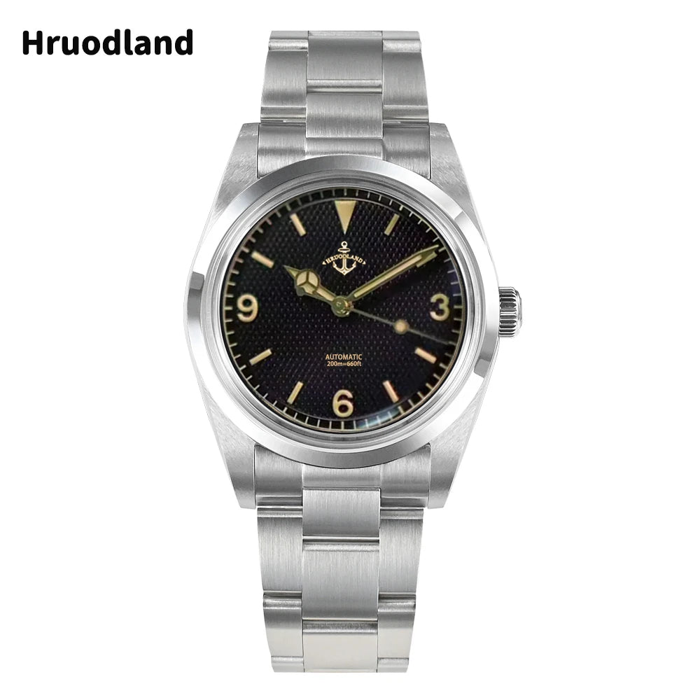 Hruodland 2025 New 36mm Retro Men Automatic Mechanical Watches F029 NH38 Men Dress Watches Stainless Steel 20Bar Diving Clock