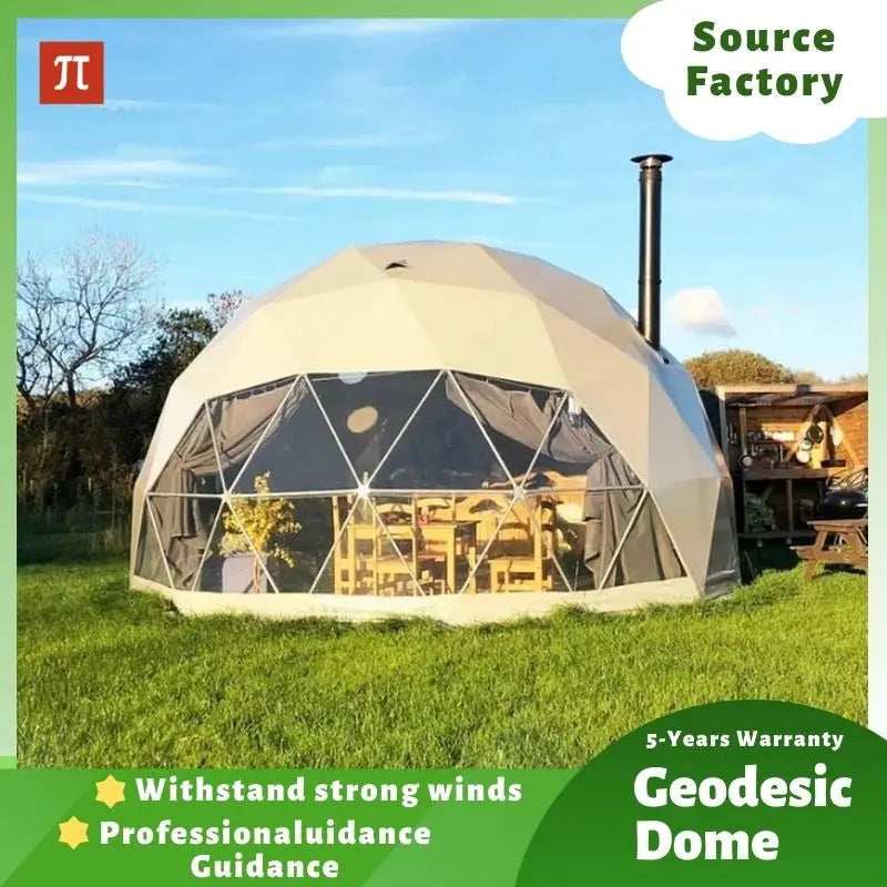 Factory  Stock Luxury Geodesic Dome Tent 6M Durability Geodesic Dome PVC Tent Hotel Factory Tent For Glamping Resort Commercial