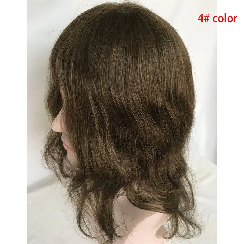 Long Hair Men's Toupee Thin Skin Base Human Hair Mens Wig Skin PU Hair Replacement Mens Toupee10×8Hair System Hairpieces For Men