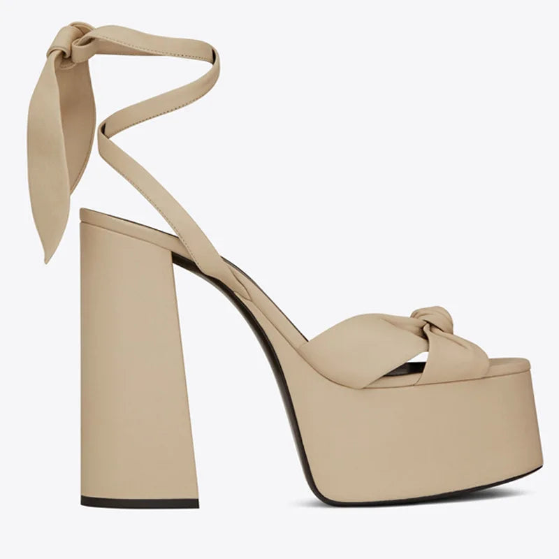 Brand Walk Show Women's Size 34-43 Sandals Summer Dress Party Wedding Bride Shoes Sexy 12cm Heel Platform Bow Love High Heels