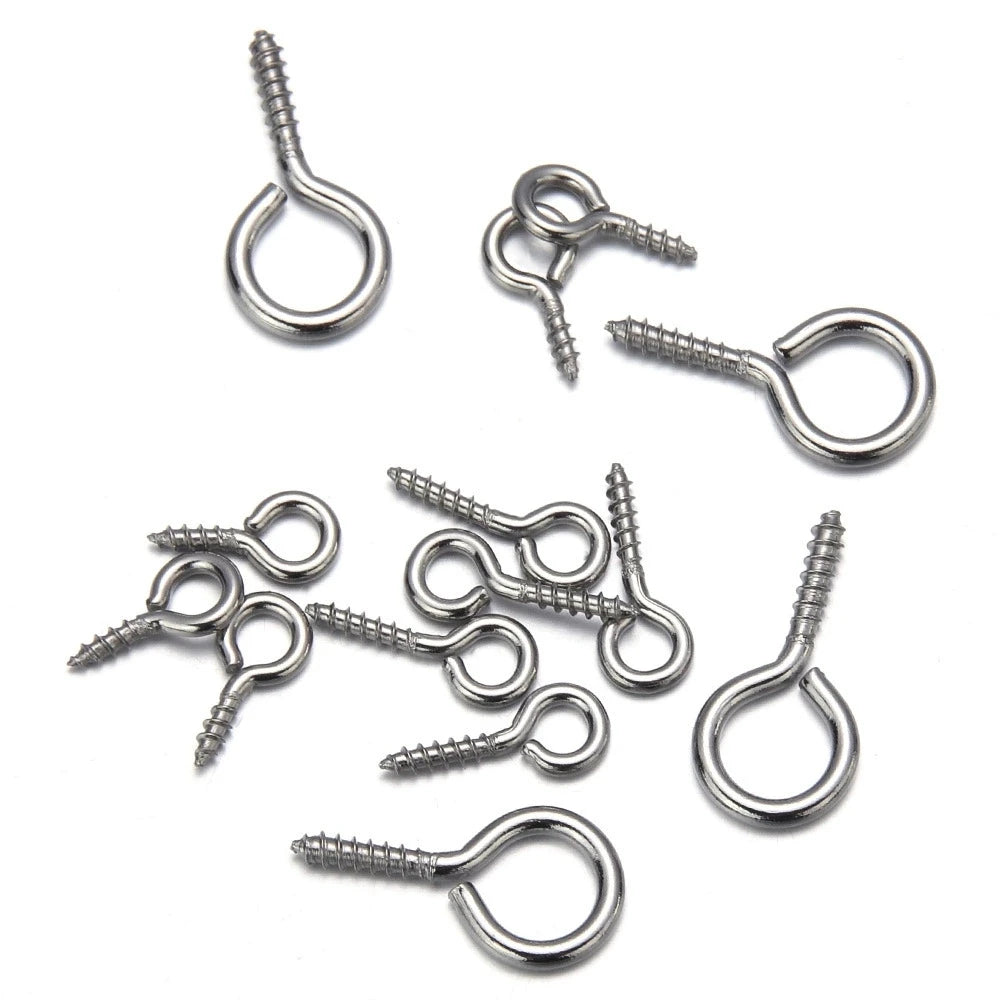 100pcs 8/10mm Small Sheep Eyes Nail Screw Tiny Mini Eye Pins Hooks Eyelets for Bead Charms Pendant DIY Jewelry Necklace Findings