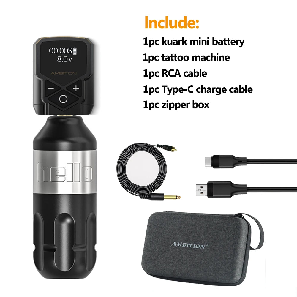 Ambition Stroke 4.0mm Rotary Tattoo Machine Coreless Motor Permanent Makeup Pen Grip 33mm RCA Interface For Body Art