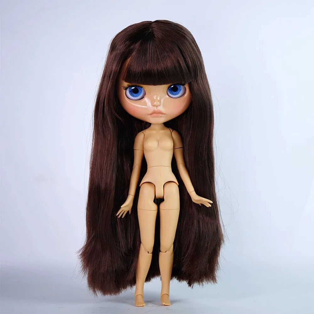 ICY DBS Blyth 30cm Doll Tan Skin Matte Face Glossy Face Pouting Lips 19 Joints Body Doll DIY Makeup Costume Doll Girls Gift Toy