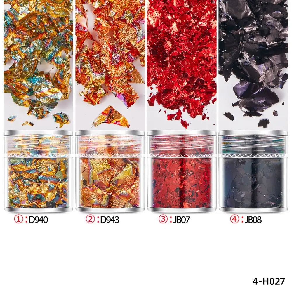 4Bottles/Set Gold Foil Leaf Flake Craft For Epoxy Resin Mold Jewelry Making Decoration Gold Foil Paper Nail Art Glitter Supplies
