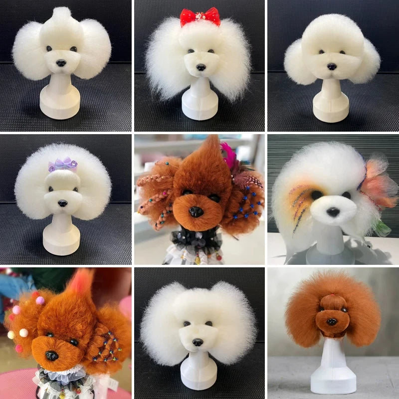 10Pcs Teddy Bear Head Wig And 1pc Free Head Dog Model Mannequin Display For Pet Goomers Trimming Practice Cheaper Dummy Dog Kit