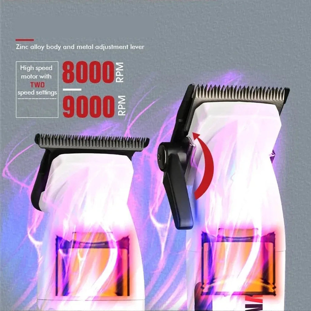 WMARK NG-8632 Professional Electric Hair Clipper 9000RPM DLC Blade Hair Trimmer with Spare Blades 10000RPM Shaver Barber Kit