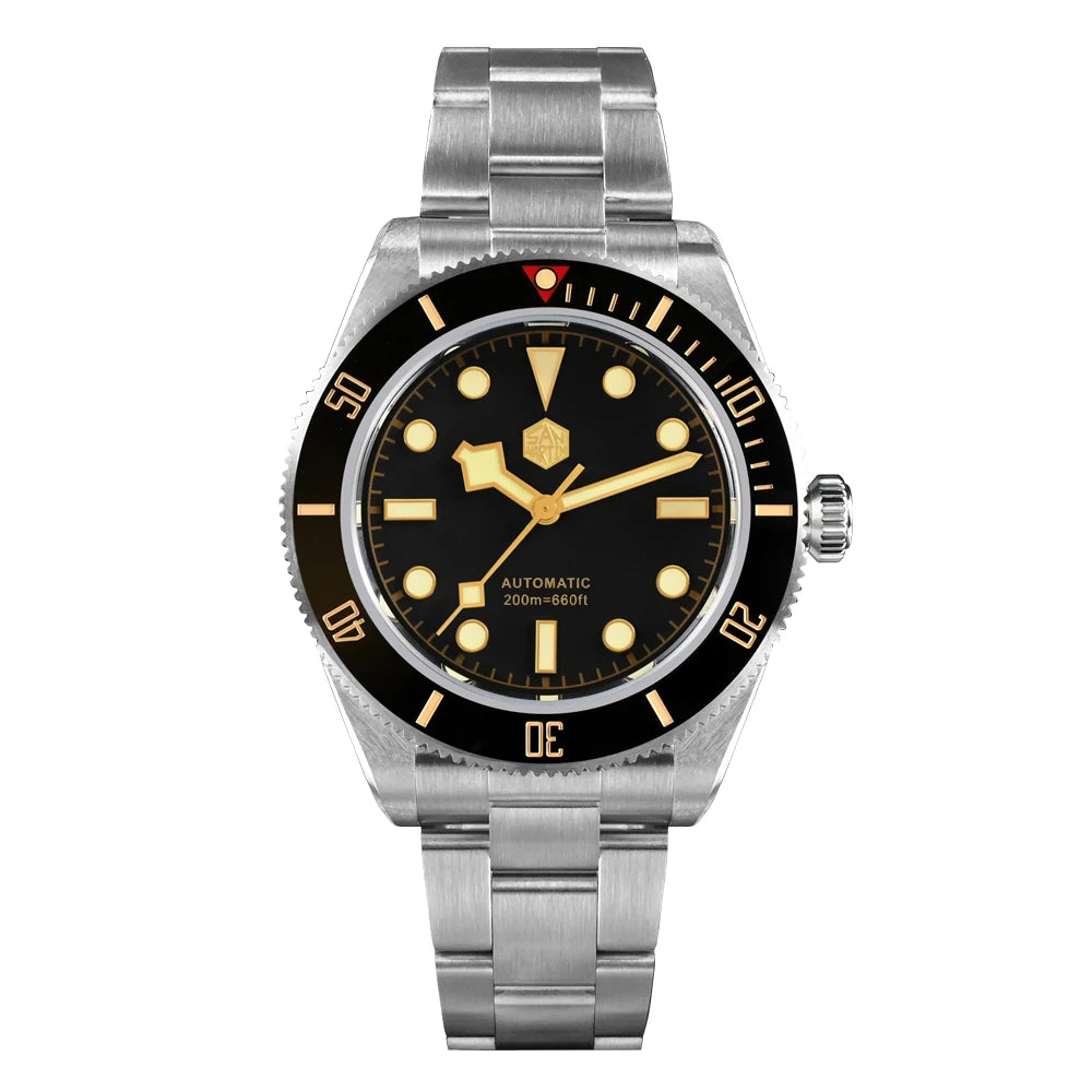 San Martin 40mm Vintage Diver Luxury Men Wristwatch Brand Classic BB58 PT5000 Automatic Mechanical Watches Sapphire 20Bar SN0008