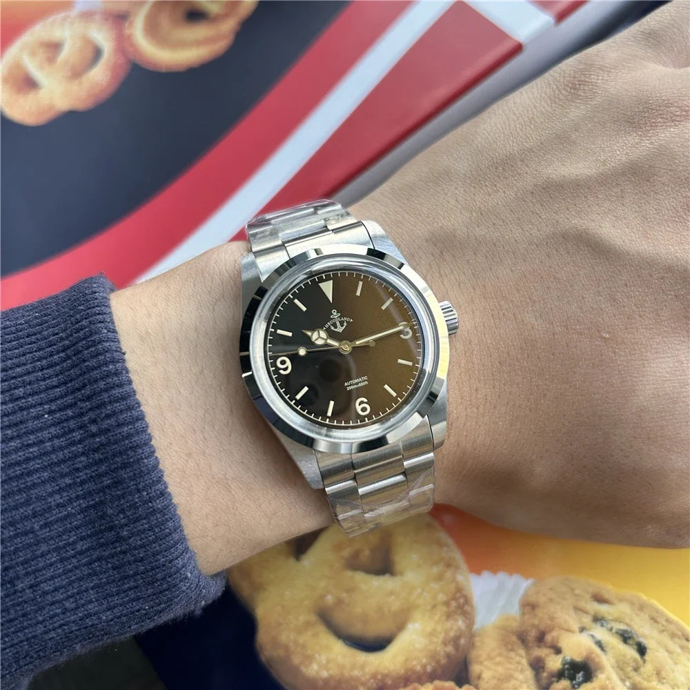 Hruodland 2025 New 36mm Retro Men Automatic Mechanical Watches F029 NH38 Men Dress Watches Stainless Steel 20Bar Diving Clock