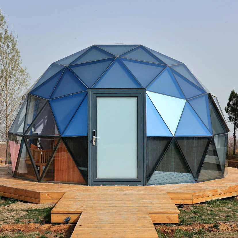 Glass Dome Hotel Tent Hexagonal Tempered Glass House Igloo Geodesic luminum Frame Outdoor Luxury Resort Round Camping