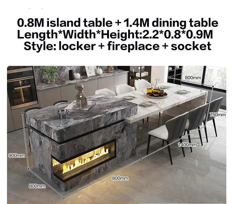 Any Size Custom Marble Kitchen Island with Wine Cooler Storage Built-in Refrigerator Cabinet Natural Stone Countertop Kitchen Fu