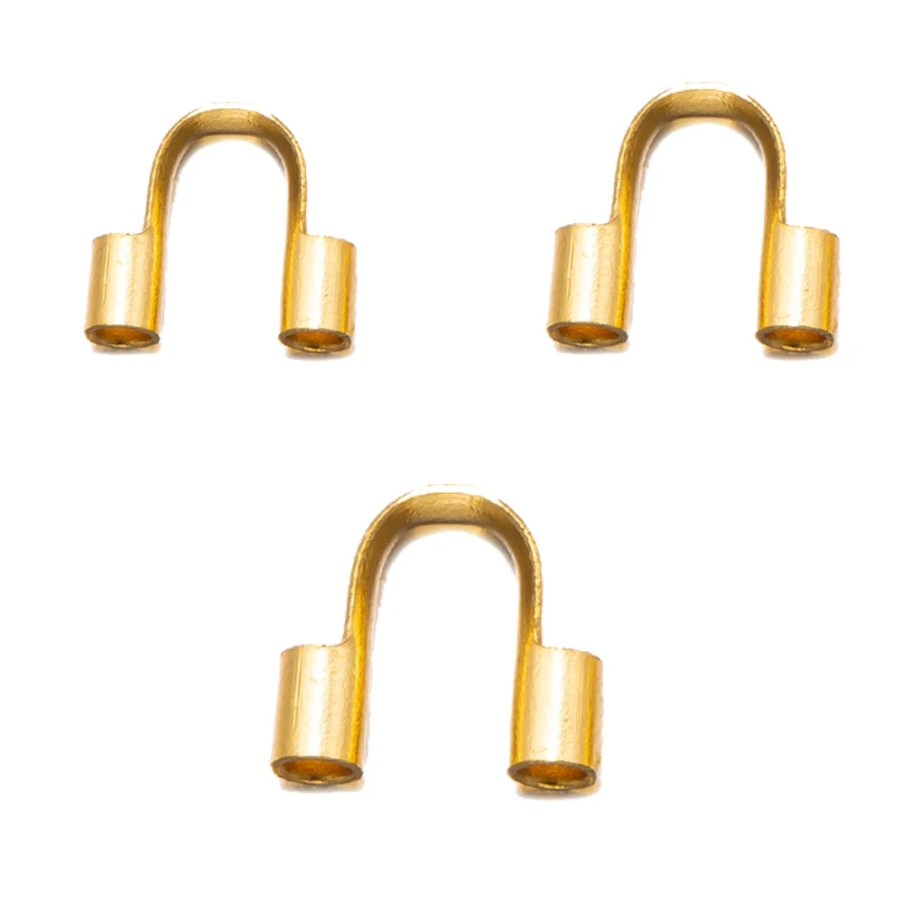 50pcs Stainless Steel Gold Color Wire Protectors Guard Guardian Protectors Loops U Shape Clasps Connector For Jewelry Making