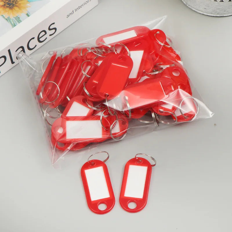 10-50pcs/lot Tough Plastic Key Tags with Split Ring Label Window for DIY Key Chain Kit Numbered Name Baggage Luggage Tags