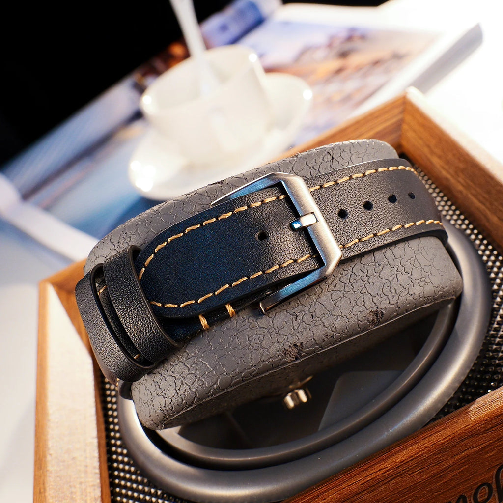 OBLVLO Fashion Eagle 3 Eyes Automatic Watch for Men Green Dial Blue Luminous Waterproof Mechanical Leather Watches JM-Eagle