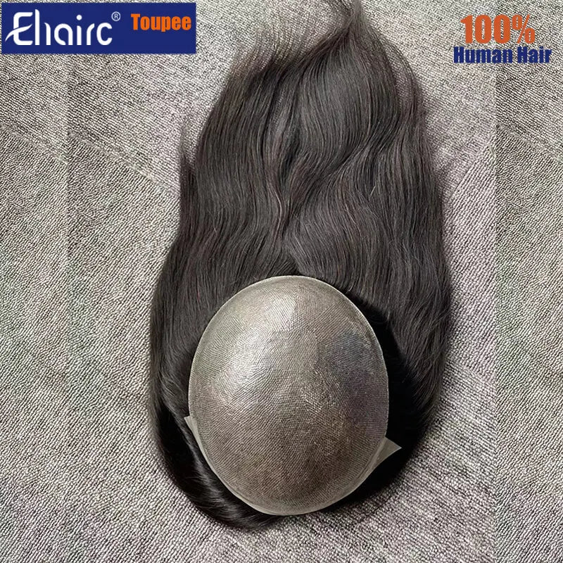 (In stock) 7*9 Size 0.12mm Durable Double knotted Skin Wig  100% Cuticle Straight Remy Virgin Human Hair Wig  For Women and Men