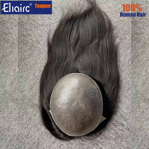 (In stock) 7*9 Size 0.12mm Durable Double knotted Skin Wig  100% Cuticle Straight Remy Virgin Human Hair Wig  For Women and Men