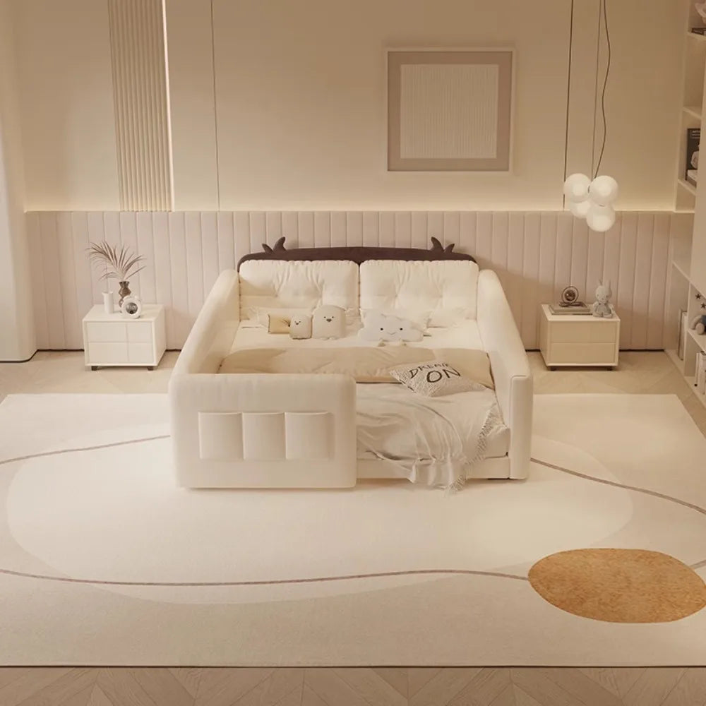 Parent Child Cow Bed Headboard Design Bed Cream Guardrail Splicing Bed High Guard Board camas de dormitorio bedroom accessories