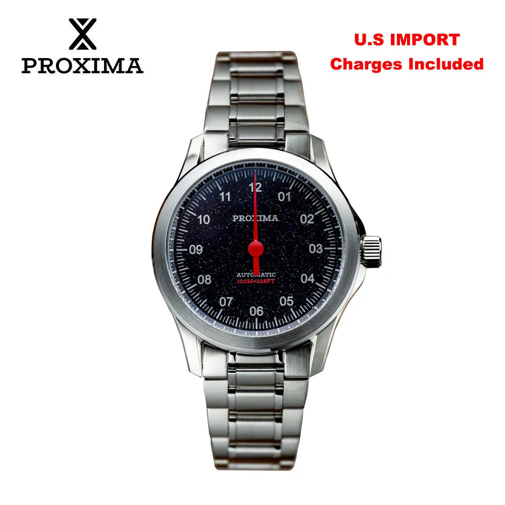 Proxima PX1745 Men's Watches Luxury 9015 Automatic One Hand Watch Stainless Steel Sapphire Crystal Glass 100M Waterproof