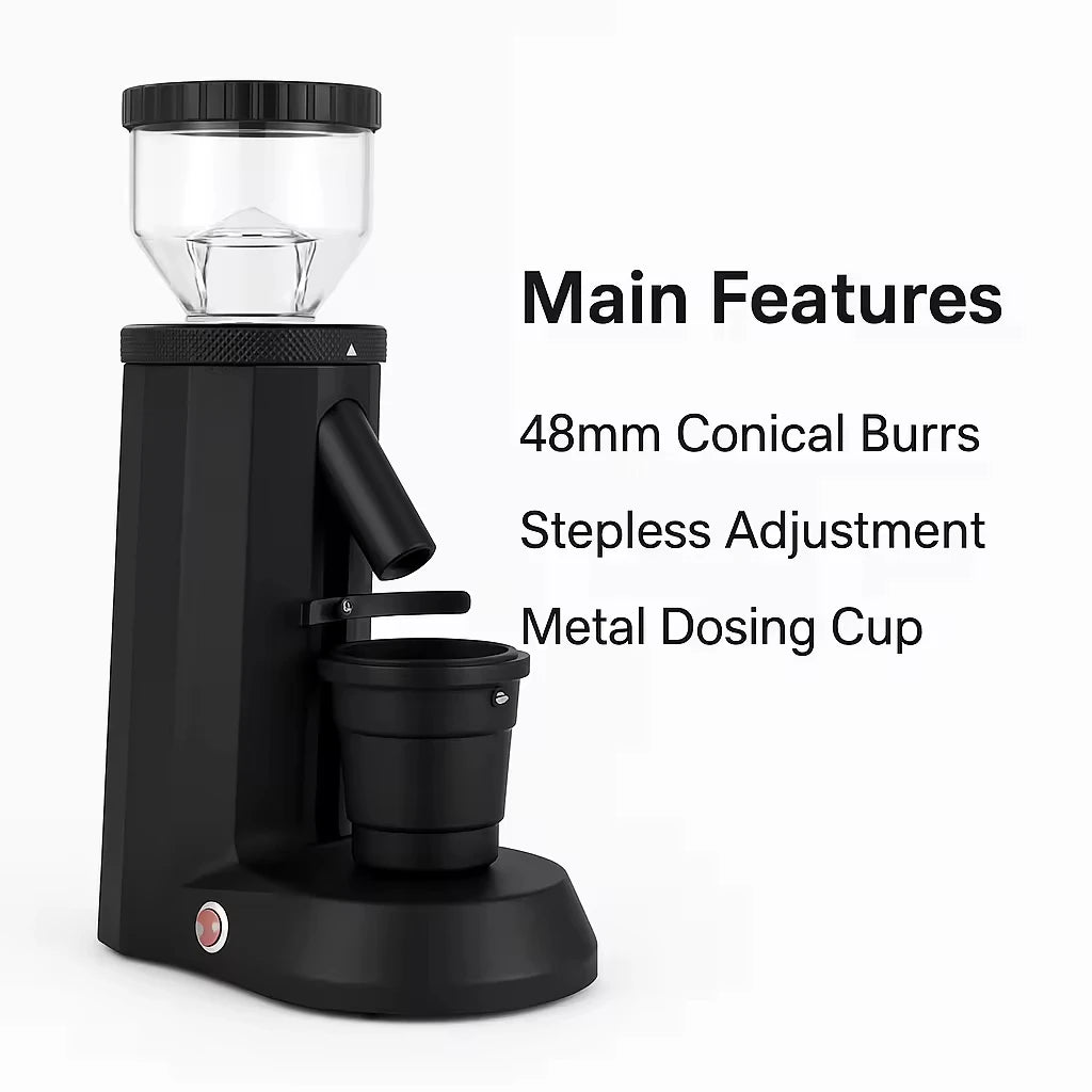 CAFOVO G848C Household Coffee Bean Grinder 48mm Stainless steel Conical Burr Stepless Adjustment for Espresso and Filter Mill