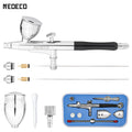 Dual-Action Airbrush With Auto-Centering Nozzle, 7cc 13cc Cups, 0.2/0.3/0.5mm needle for Modeling Makeup Nail Art Painting Tool
