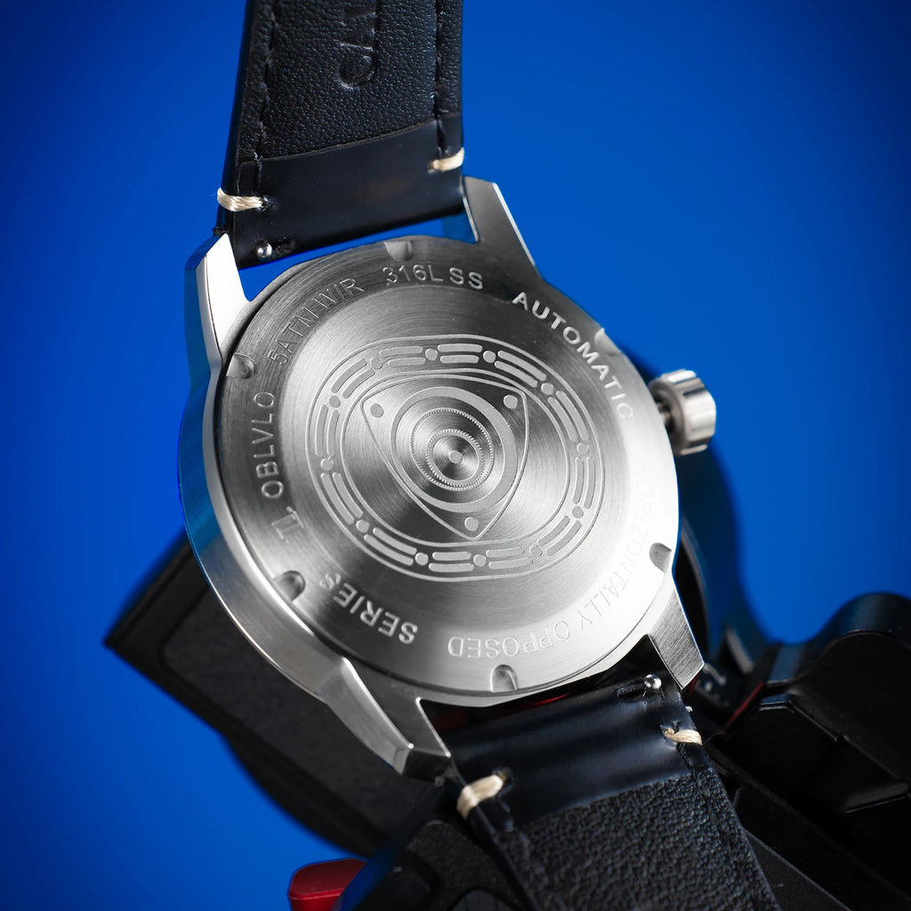 OBLVLO Fashion Men's Automatic Watch Forged Carbon Rotor Analog Display Luminous Hands Waterproof Leather Band Mechanical Watch.