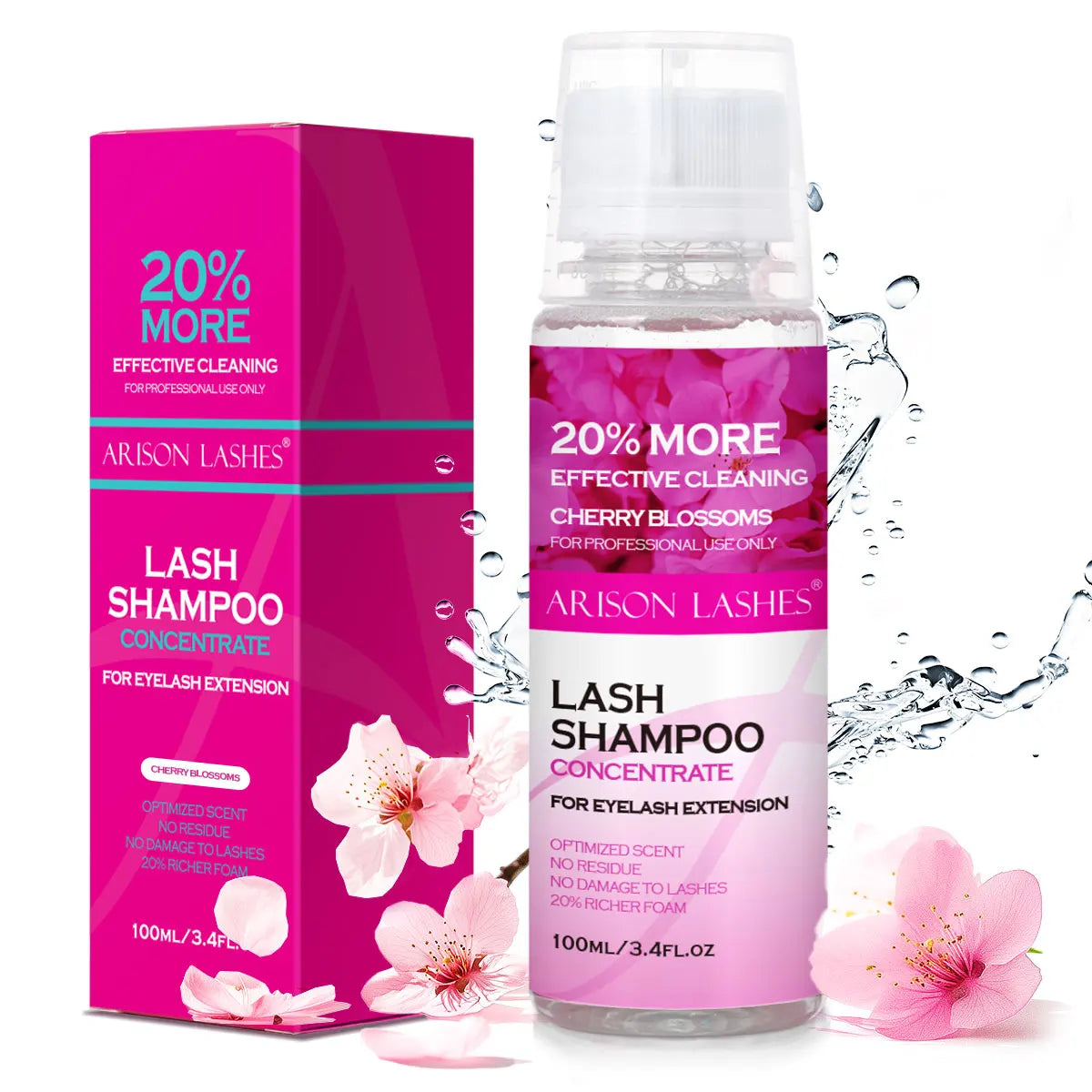ARISON 100ml Lash Shampoo Concentrate No Stimulation Lash Cleanser DIY Professional Eyelash Extension Bath Foam Makeup Remover