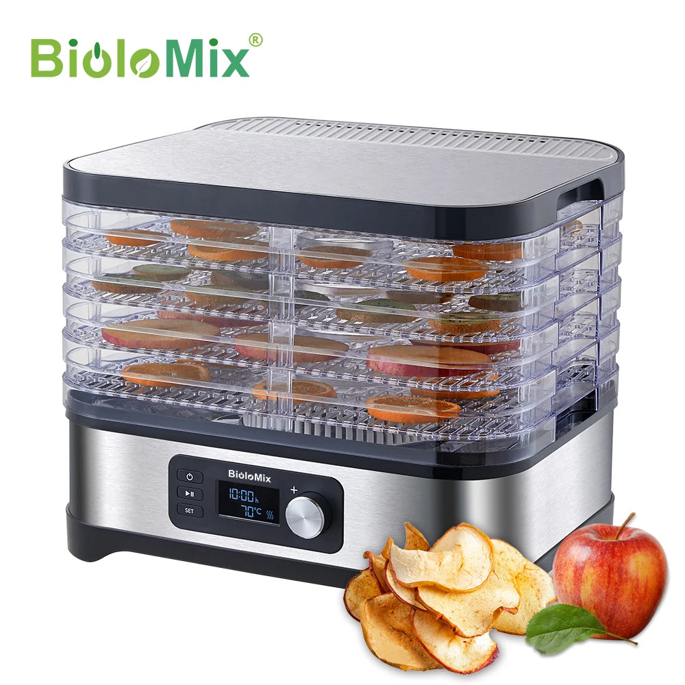 BioloMix BPA-Free 5-Trays Food Dehydrator Dryer with Digital Timer & Temperature Control for Fruits Vegetables Meat Jerky