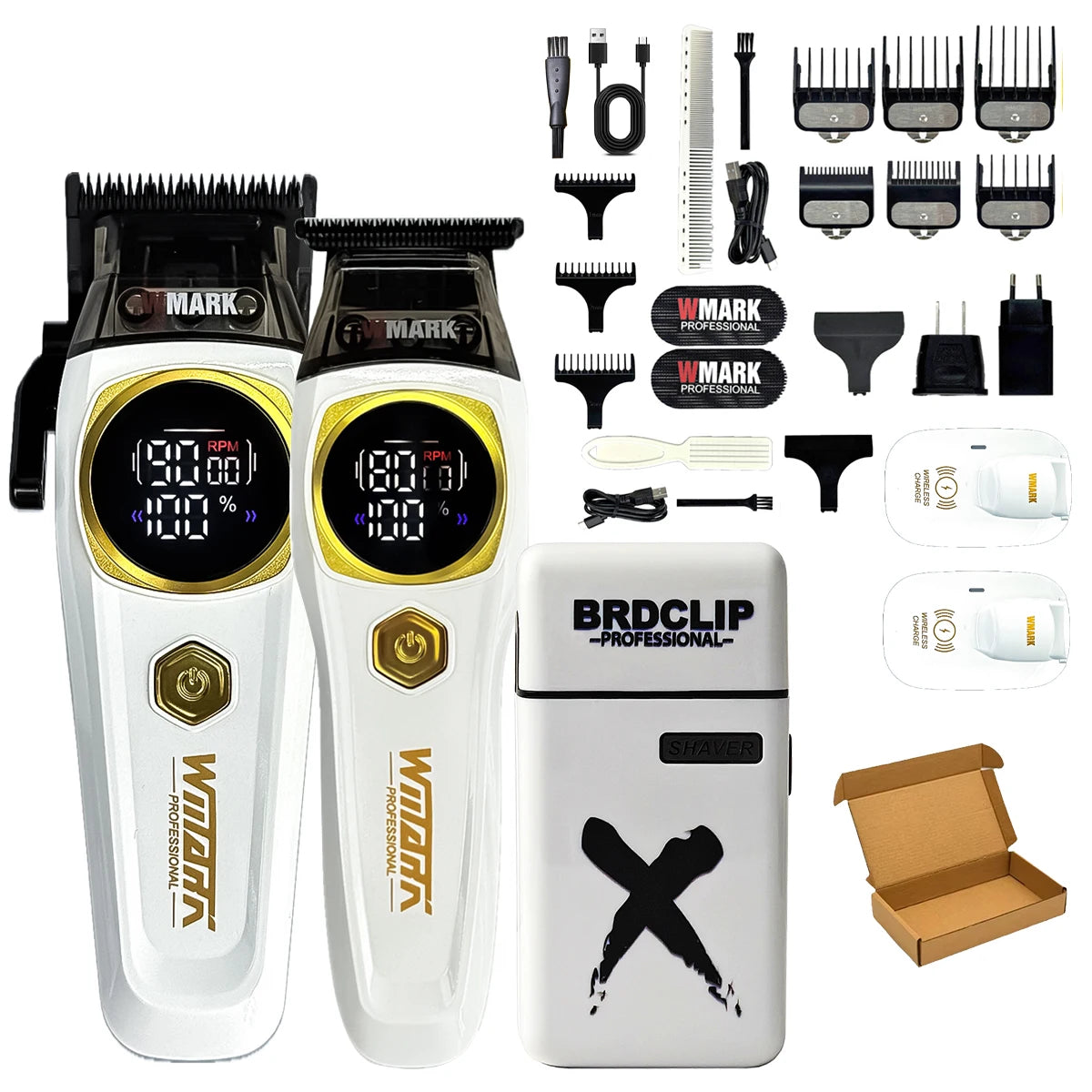 WMARK NG-8632 Professional Electric Hair Clipper 9000RPM DLC Blade Hair Trimmer with Spare Blades 10000RPM Shaver Barber Kit