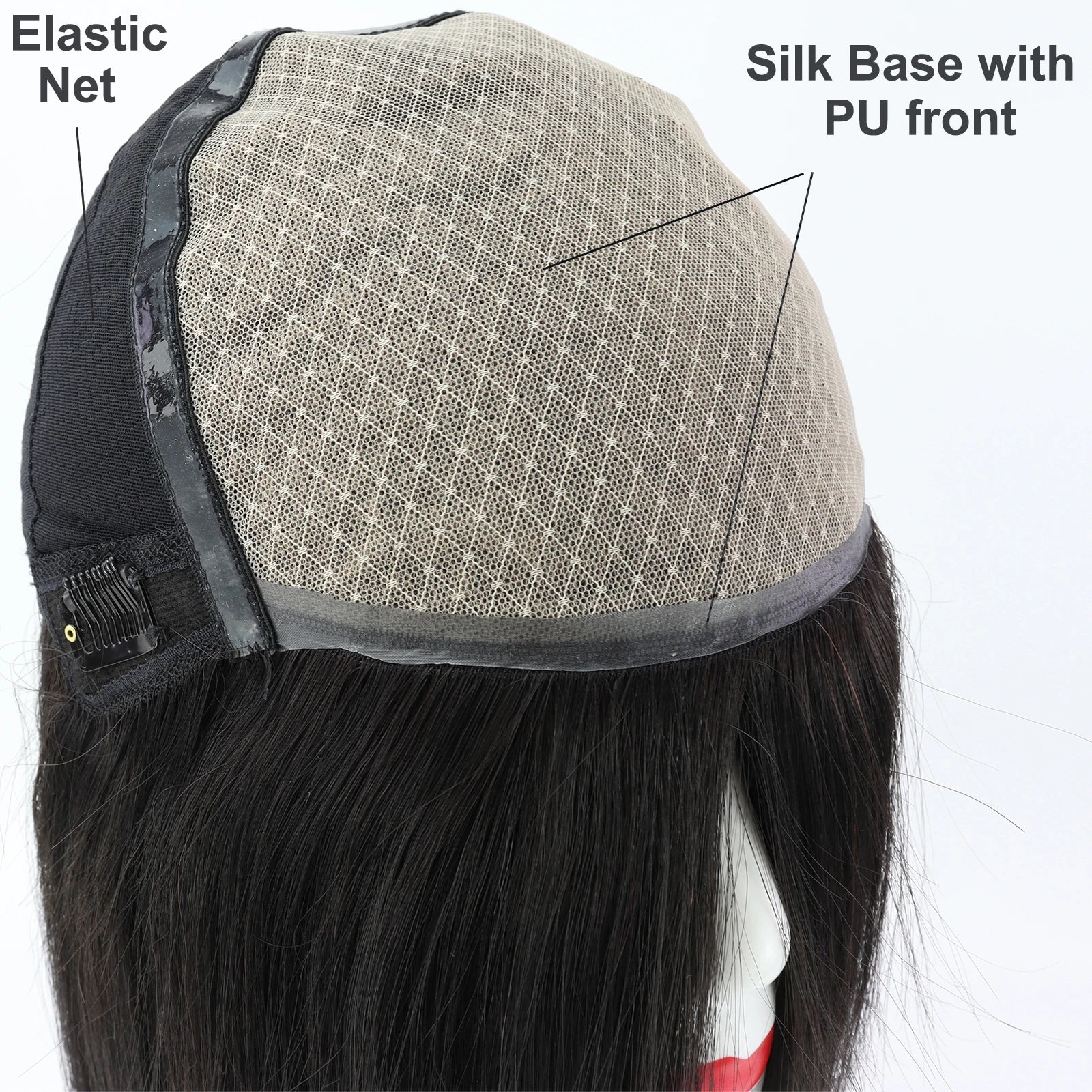 Women Silk Top Full Lace Wig with PU Front Layer Virgin European Human Hair Wig 6x6" Silk Base Wigs with Elastic Net Wear to go