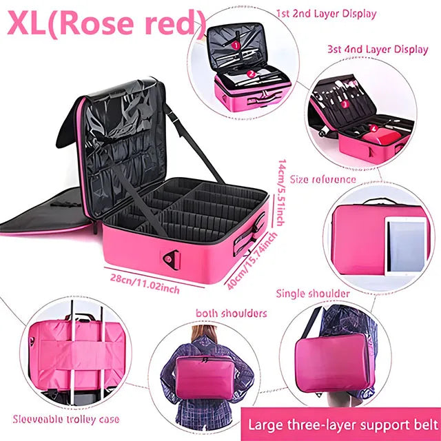 Large Capacity Cosmetic Case Waterproof Manicure Makeup Toolbox,Makeup Bag For Travel New Professional Tattoo Tool Makeup Case