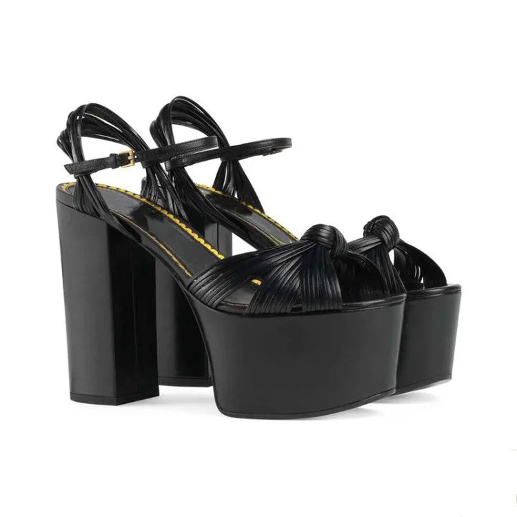 Brand Walk Show Women's Size 34-43 Sandals Summer Dress Party Wedding Bride Shoes Sexy 12cm Heel Platform Bow Love High Heels