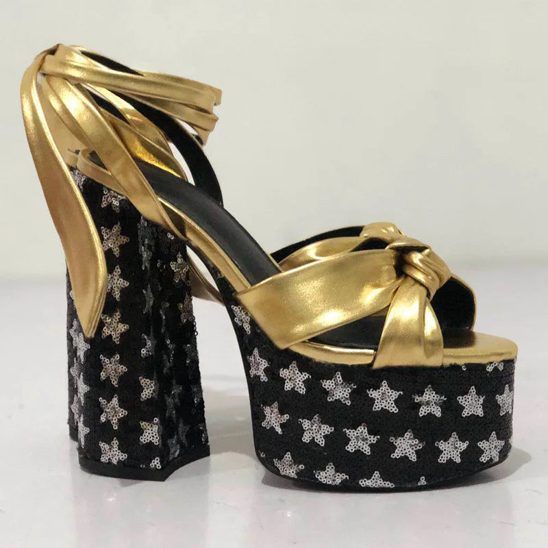 Brand Walk Show Women's Size 34-43 Sandals Summer Dress Party Wedding Bride Shoes Sexy 12cm Heel Platform Bow Love High Heels