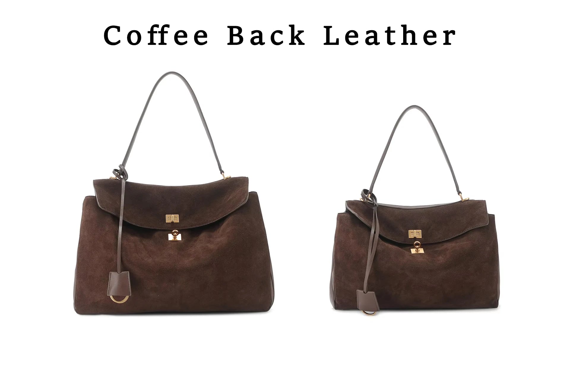 Winter Luxury Brand Women Bags Genuine Leather Brown Suede Women Totes Gold Buckle Women Shoulder Bags Fashion Women Handbags