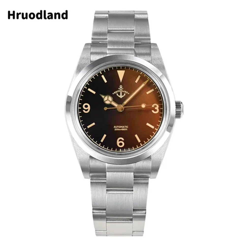 Hruodland 2025 New 36mm Retro Men Automatic Mechanical Watches F029 NH38 Men Dress Watches Stainless Steel 20Bar Diving Clock