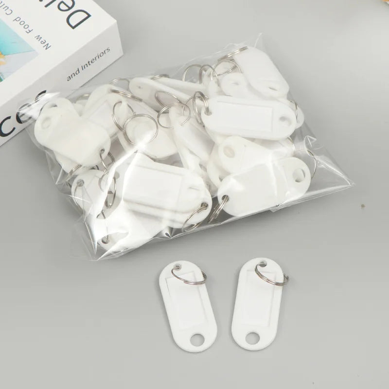 10-50pcs/lot Tough Plastic Key Tags with Split Ring Label Window for DIY Key Chain Kit Numbered Name Baggage Luggage Tags