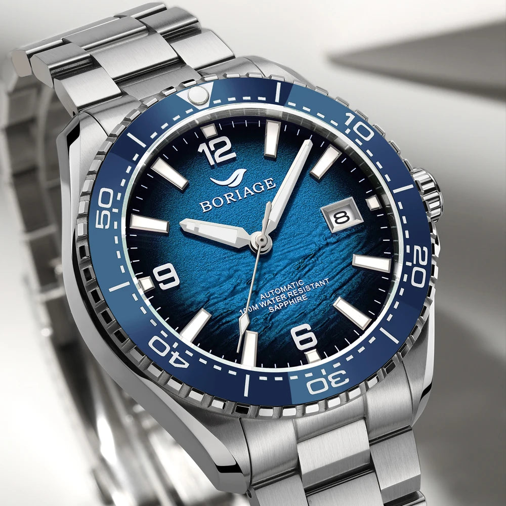 BORIAGE NH35 Automatic Mechanical Watches Luxury Men's Watch Stainless Steel 100m Water Resistance  Luminous Wristwatch