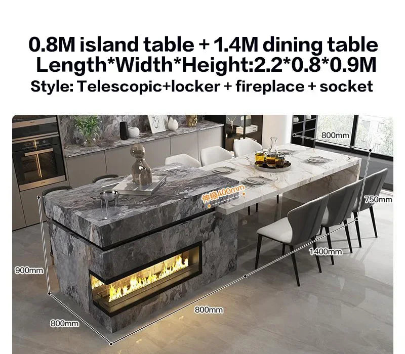 Any Size Custom Marble Kitchen Island with Wine Cooler Storage Built-in Refrigerator Cabinet Natural Stone Countertop Kitchen Fu