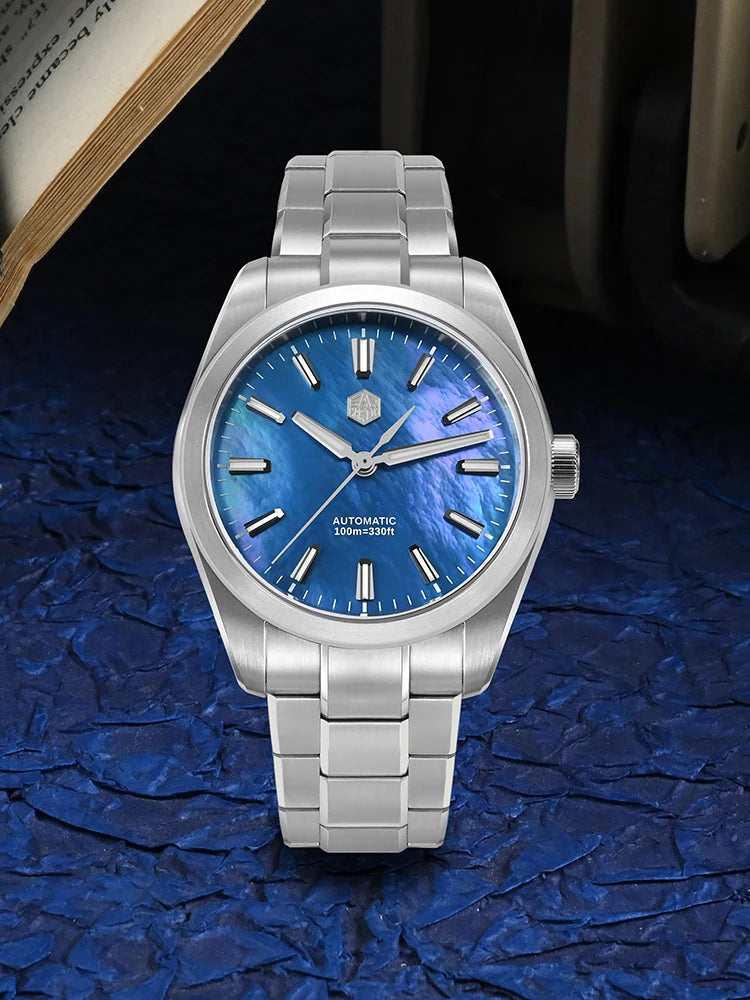 San Martin 39mm Miyota 90S5 MOP Dial Men GADA Wristwatch Automatic Watches Mechanical BGW-X1 10Bar Luminous SN0144GX-4/7