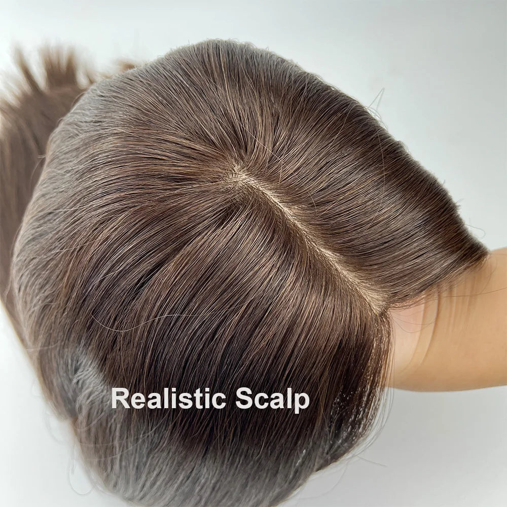 Jewish Topper High Density Silk Base 8x8'' Full Virgin European Hair Same Length Kosher Wig Soft Silk Top Sheitel for Women