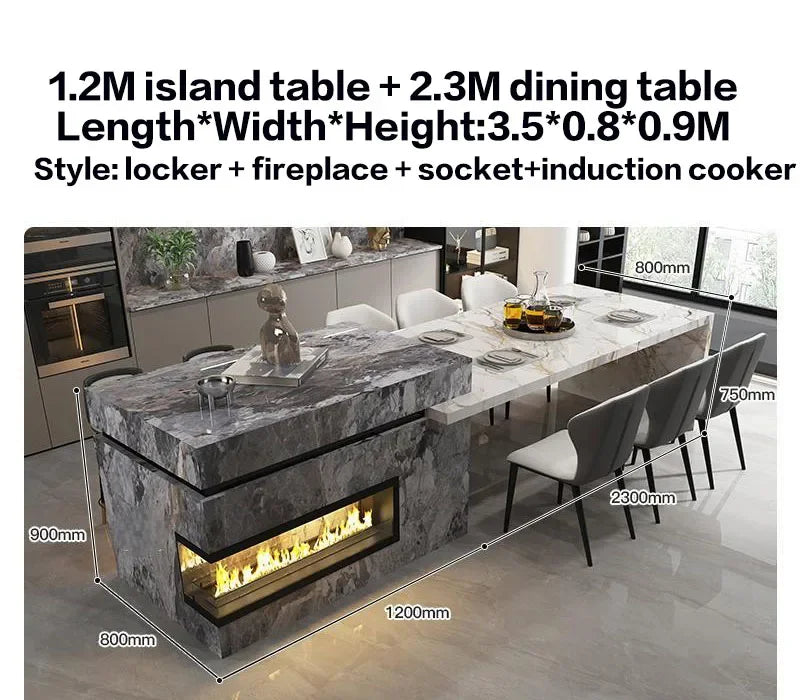 Any Size Custom Marble Kitchen Island with Wine Cooler Storage Built-in Refrigerator Cabinet Natural Stone Countertop Kitchen Fu