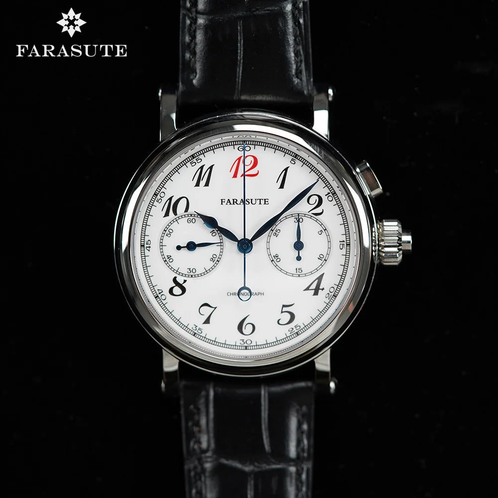 FARASUTE Retro Chronograph Manual Mechanical Wristwatch Men Seagull ST19 Movement Stainless Steel Sapphire Crystal Watches Male