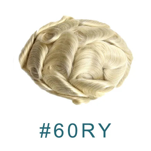 100% Human Hair Ombre Honey Brown Men's Wig Capillary Prosthesis System Natural Hairline Durable Thin Skin Base Man Toupee