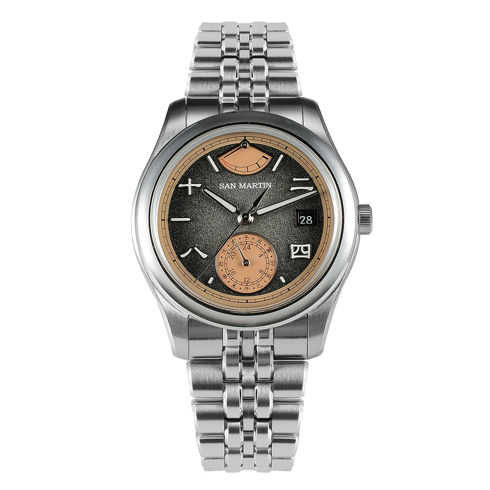San Martin New 39mm Men Watch Miyota 9132 Power Reserve Display Original Design Mechanical Watches Waterproof Luminous SN0144