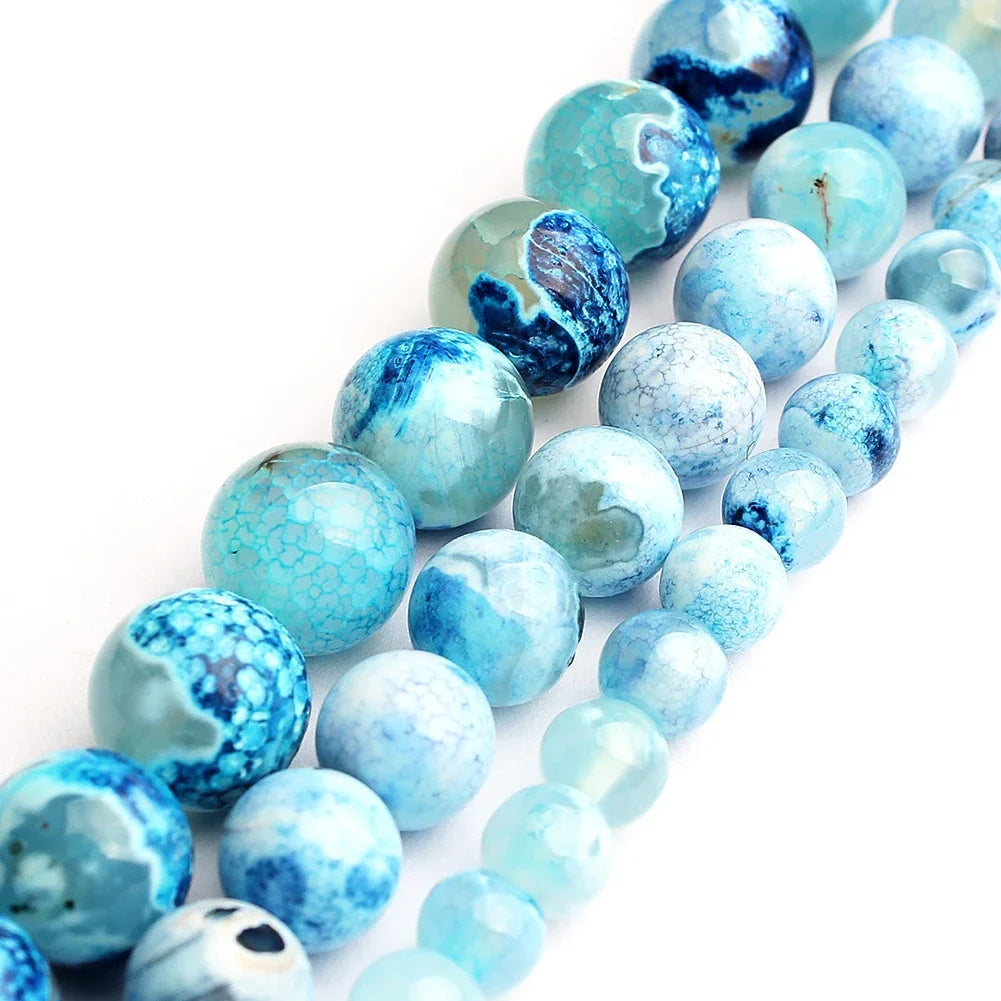Natural Stone Round Flame Stone Beads Yooperlite Fire Sodalite Loose Spacer Beads for Jewelry Making DIY Bracelets Necklace 15''
