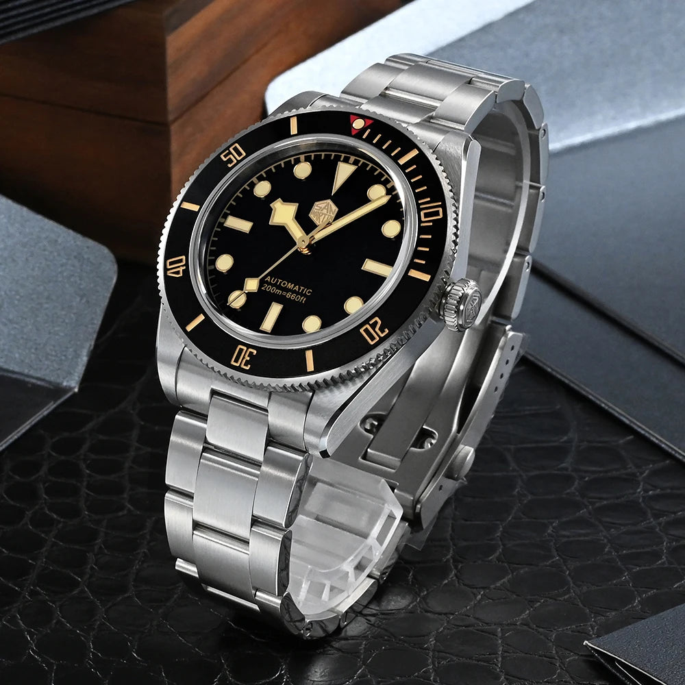 San Martin 40mm Vintage Diver Luxury Men Wristwatch Brand Classic BB58 PT5000 Automatic Mechanical Watches Sapphire 20Bar SN0008