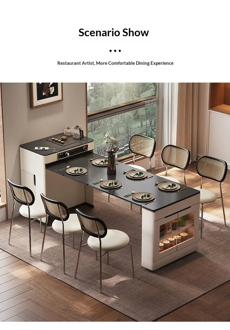 Any Size Custom High End Italian Minimalist Sintered Stone Tea Table Foldable Extendable Easy Storage Universal Household Commer