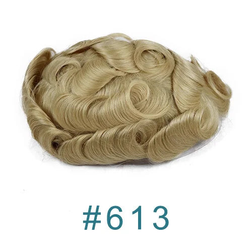 100% Human Hair Ombre Honey Brown Men's Wig Capillary Prosthesis System Natural Hairline Durable Thin Skin Base Man Toupee