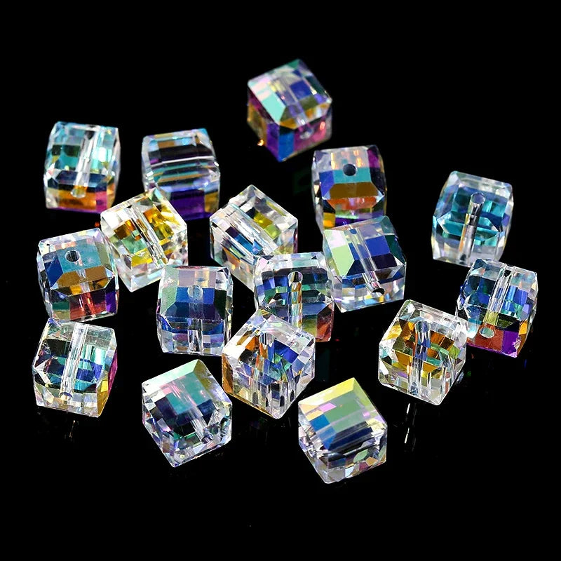 50/100PCS 4/6/8mm Crystal Beads AB Colorful Cube Austria Beads for Jewelry Making Glass Beads DIY Bracelet Earrings Necklace
