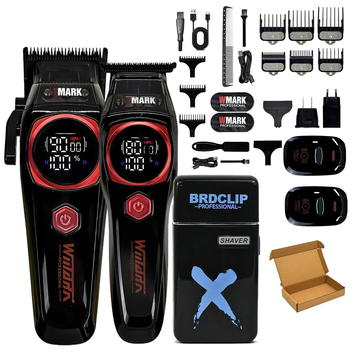 WMARK NG-8632 Professional Electric Hair Clipper 9000RPM DLC Blade Hair Trimmer with Spare Blades 10000RPM Shaver Barber Kit