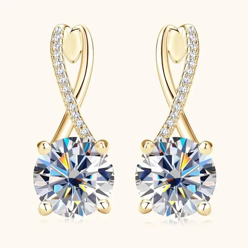 Taoyu D2.0CT Moissanite Drop Hie Earrings Real Silver Women Gold Plated Hoops Infinite Earring Certified Wedding Jewelry