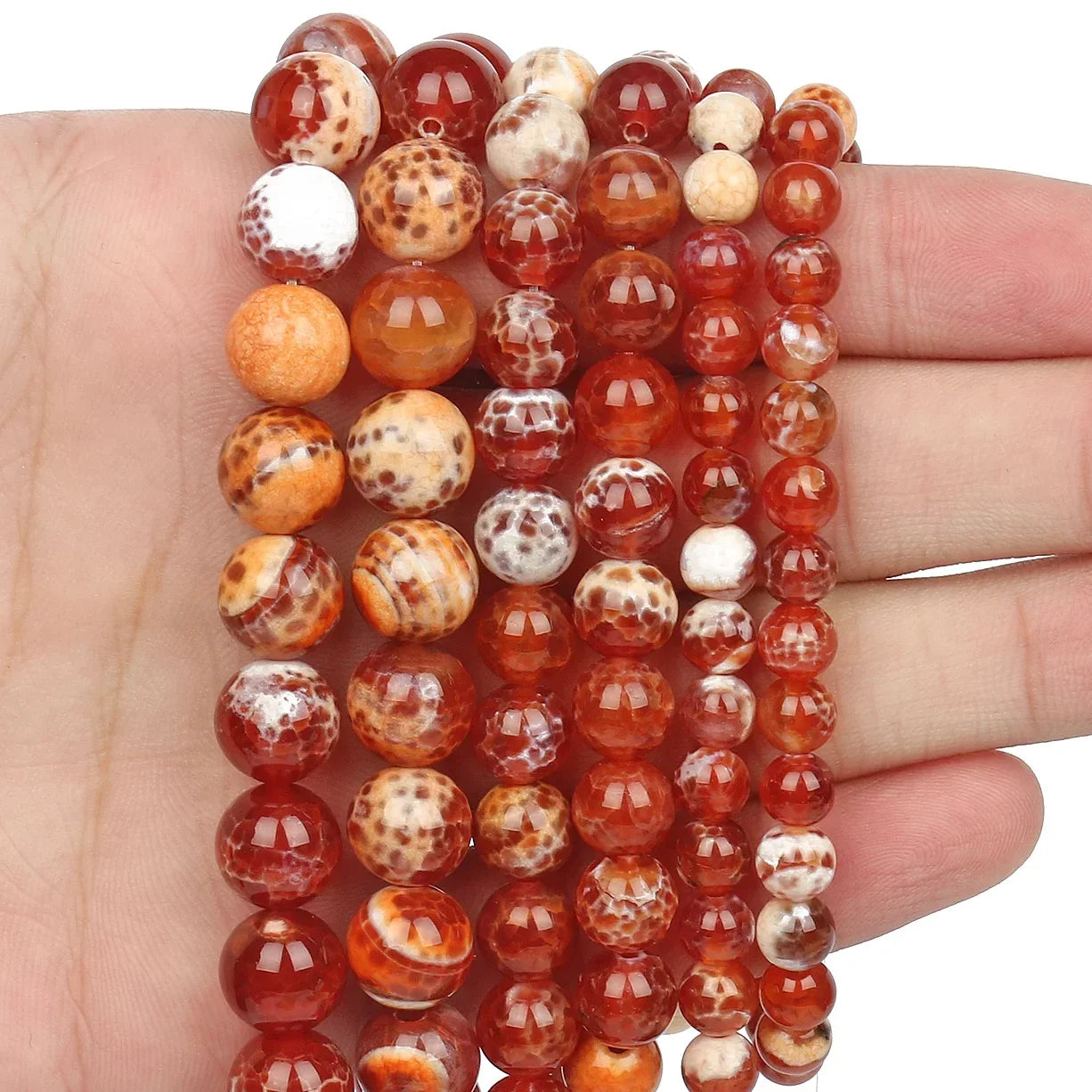 Natural Stone Round Flame Stone Beads Yooperlite Fire Sodalite Loose Spacer Beads for Jewelry Making DIY Bracelets Necklace 15''